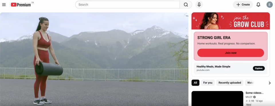 A FitCutter offer card in the YouTube sidebar, listing the creator's offer and further links.